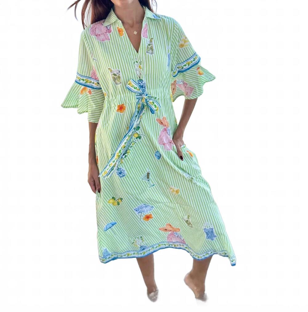 NEW ISLAPAYAL cape midi dress in martini green
